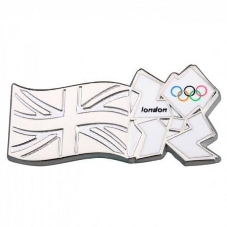 London 2012 Olympic Silver Union Jack/Olympic Logo Pin Badge