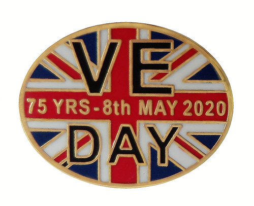 VE Day 75 Years Oval Shaped Pin Badge