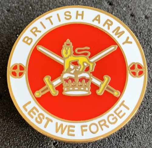 British Army Lest We Forget Pin Badge
