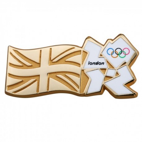 London 2012 Olympic Gold Union Jack/Olympic Logo Pin Badge