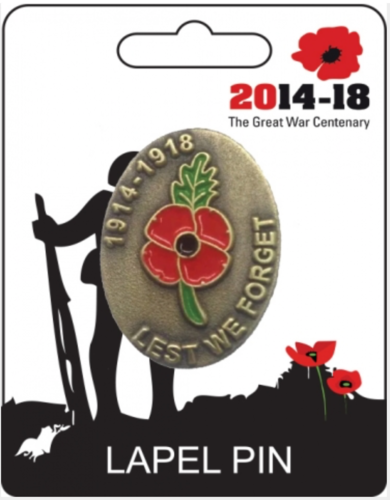 Remembrance Lapel Pin Badge - Poppy 1914-1918 Design