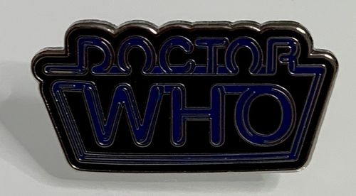 Doctor Who Neon Logo Pin Badge (Blue)