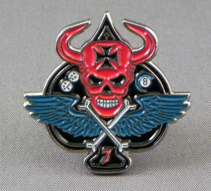 Maltese Winged Skull Pin Badge