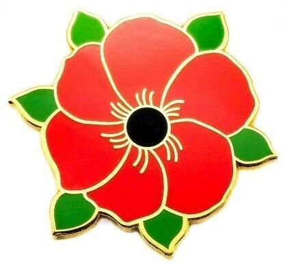 Poppy Remembrance Flower Pin Badge