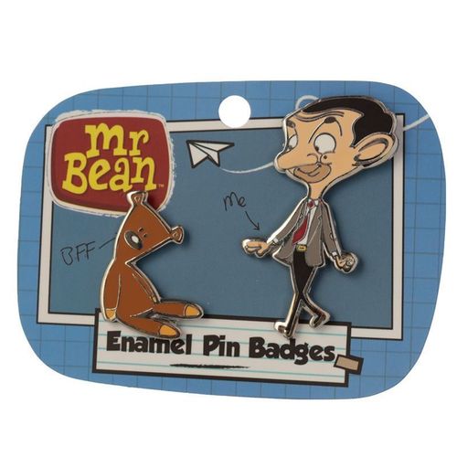 Mr Bean and Teddy Enamel Pin Badge Set