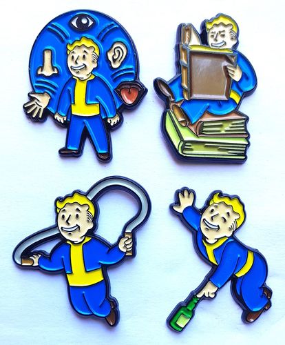 Fallout Vault Boy Pin Badges (Set of 4)