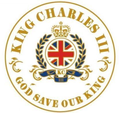King Charles III God Save Our King Gold Finish Pin Badge - Now In Stock